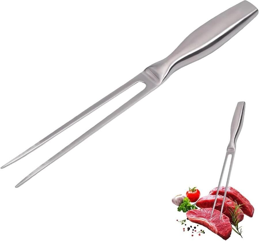 Vleesvork roestvrij staal 27 cm professionele vleesvork groot voor steaks braden gebraden kip en groenten grillvorken met lange handgreep roestvrij en gemakkelijk te reinigen