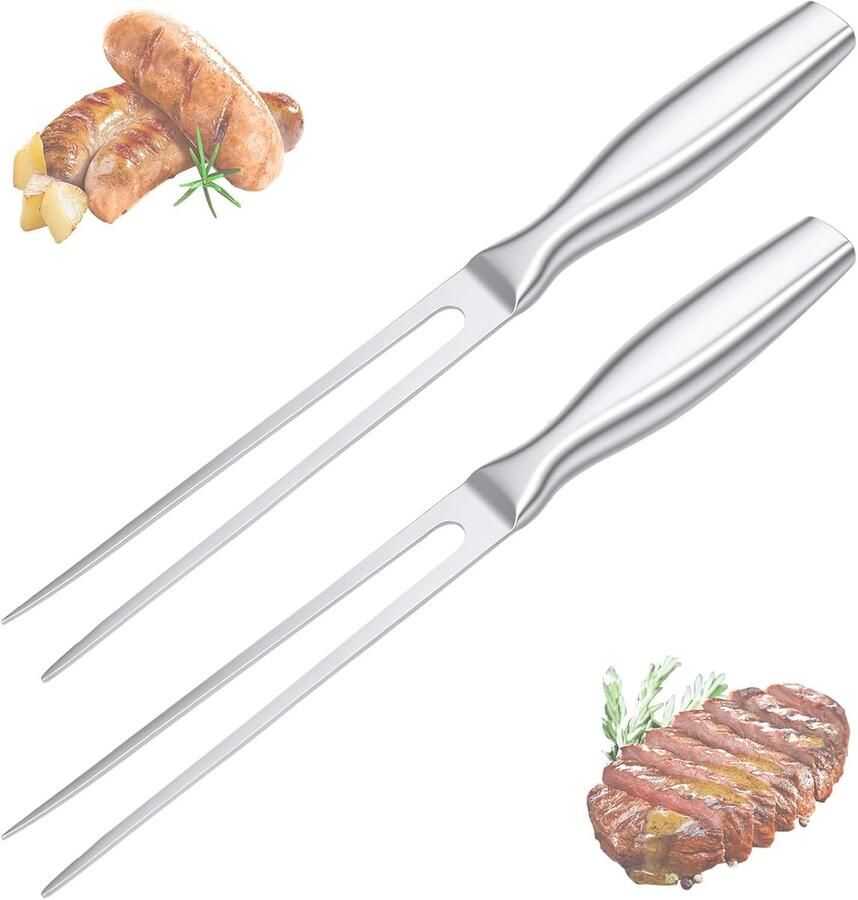 Vleesvork roestvrij staal grillvork keuken set van 2 stuks 27 cm veilige grip nauwkeurig gesneden eenvoudige service ideaal voor barbecue braden diner