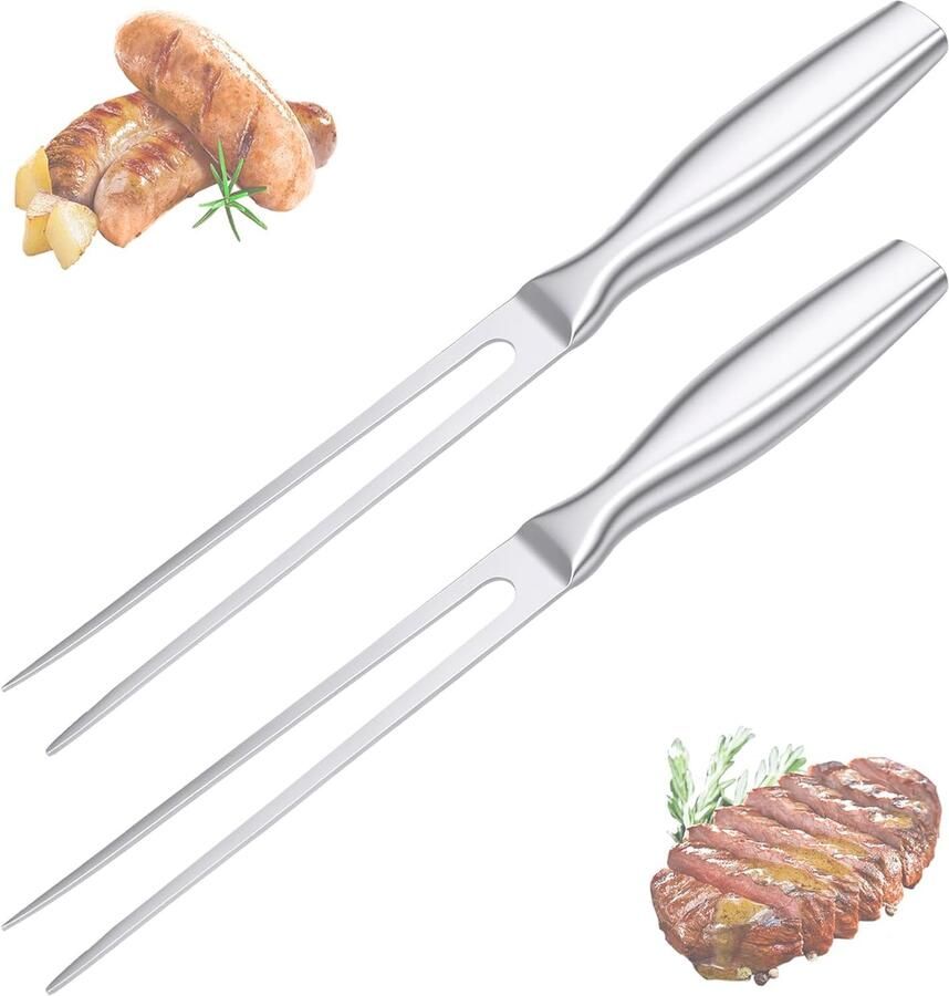 Vleesvork roestvrij staal grillvork keuken set van 2 stuks 27 cm veilige grip nauwkeurig gesneden eenvoudige service ideaal voor barbecue braden diner