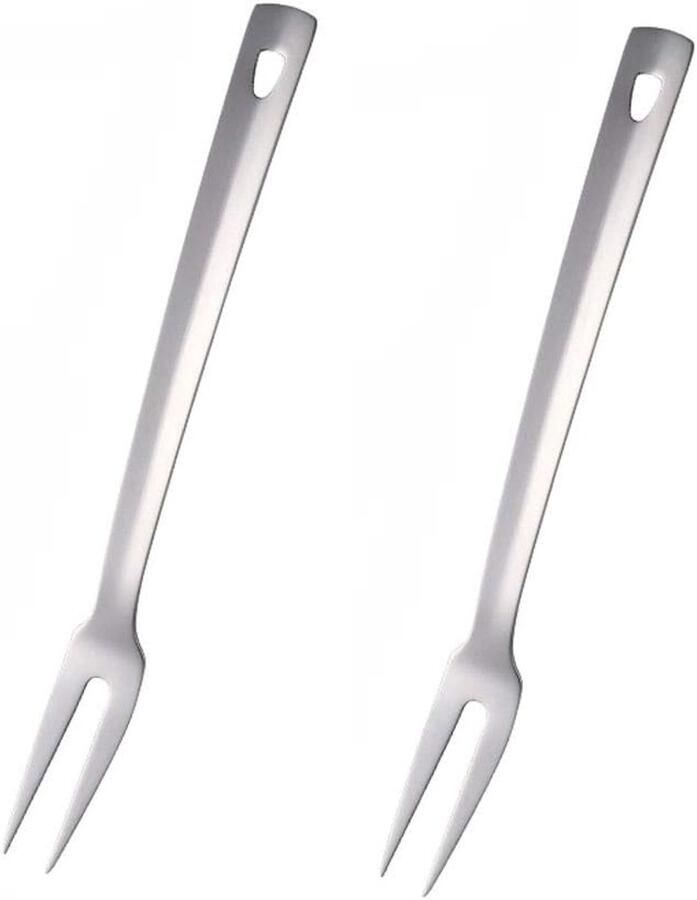 Vleesvork roestvrij staal grillvorken lange voorvork lengte 31 cm vleesvorken vleesvork serveervork set zilver 2 stuks keukengerei