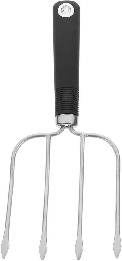 Vleesvork RVS Barbecue Vork Koken en Grillen Versterkte Vierpunts 25 cm Zwart