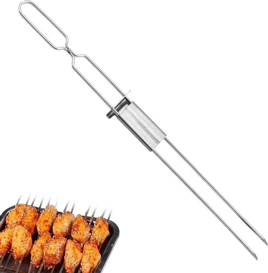 Vleesvork RVS Trancheer Vork Keuken Vlees Grillen Dubbele Tanden 32 cm Zilverkleurig