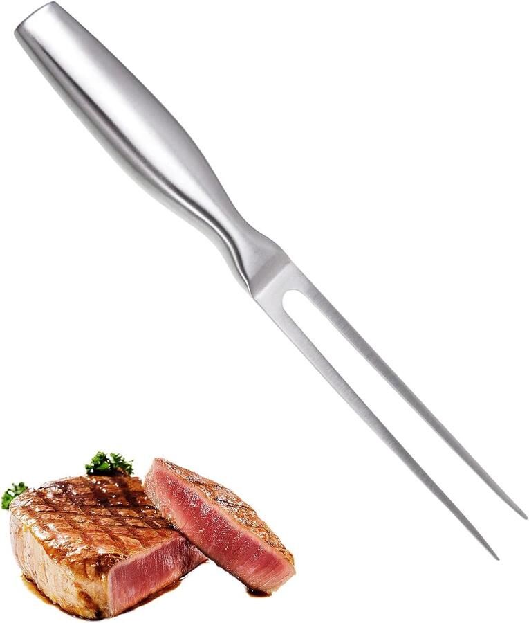 Vleesvork van roestvrij staal 26 5 cm niet-gevlekte grillvork met lange tanden gemakkelijk om te draaien en te repareren voor steak gebraden kip en groenten