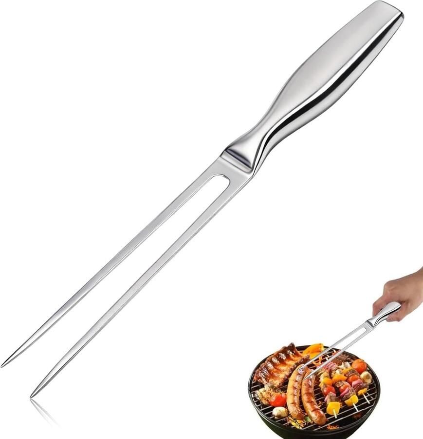 Vleesvork van roestvrij staal 27 x 2 1 x 1 5 cm vleesvork van roestvrij staal trancheervork puntige braadvork voor grillen trancheren keuken kalkoen braden diner