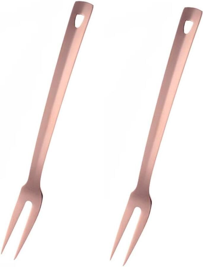 Vleesvork van roestvrij staal grillvorken lange voorvork lengte 31 cm vleesvork serveervork set roségoud 2 stuks