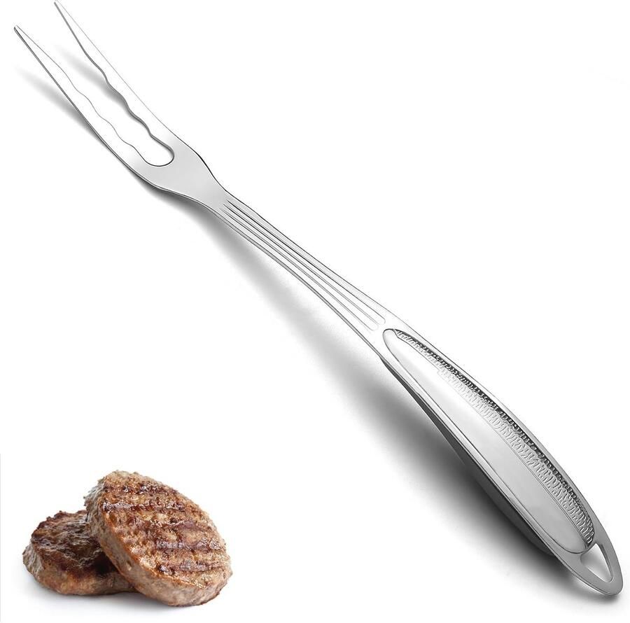 Vleesvork van roestvrij staal Zware snijvork voor grillen met hittebestendig handvat - Foto 1