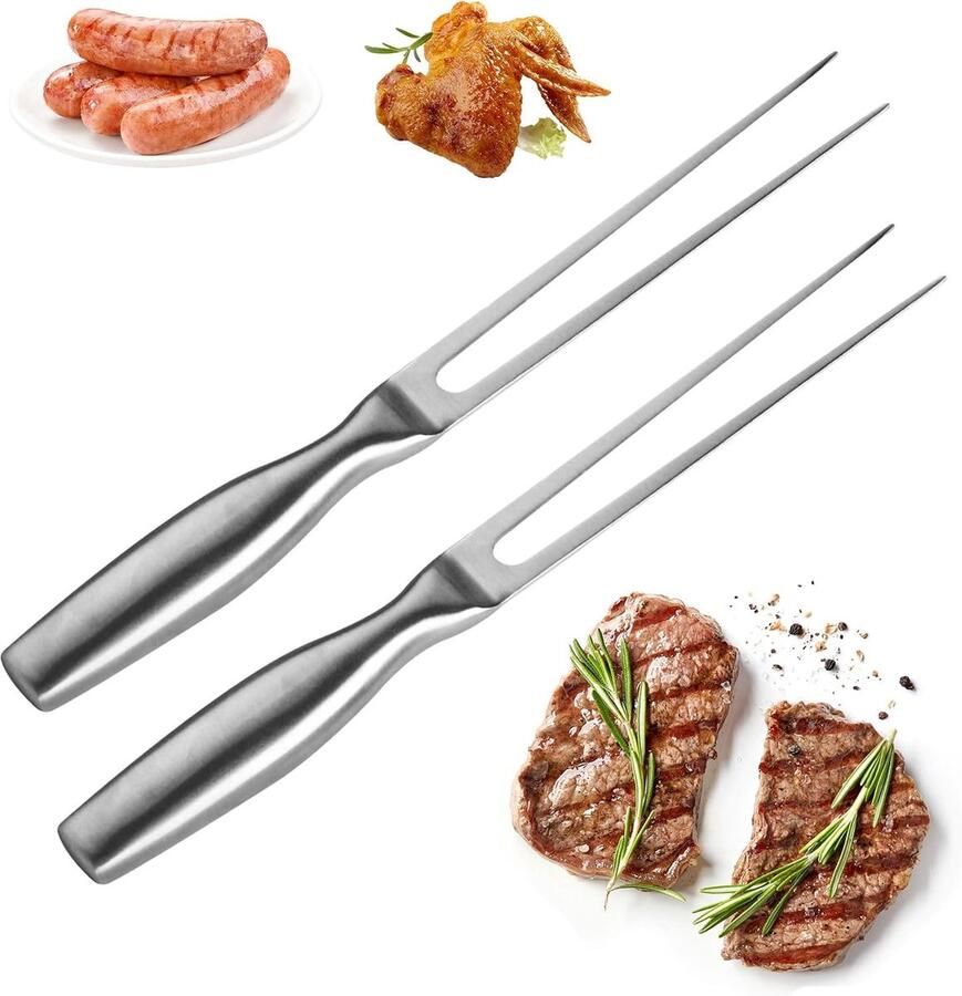 Vleesvorken draagbare vleesvork met handvat vlees-en snijvorken van roestvrij staal serveervork voor barbecueën snijden in de keuken kalkoen braadstukken avondeten