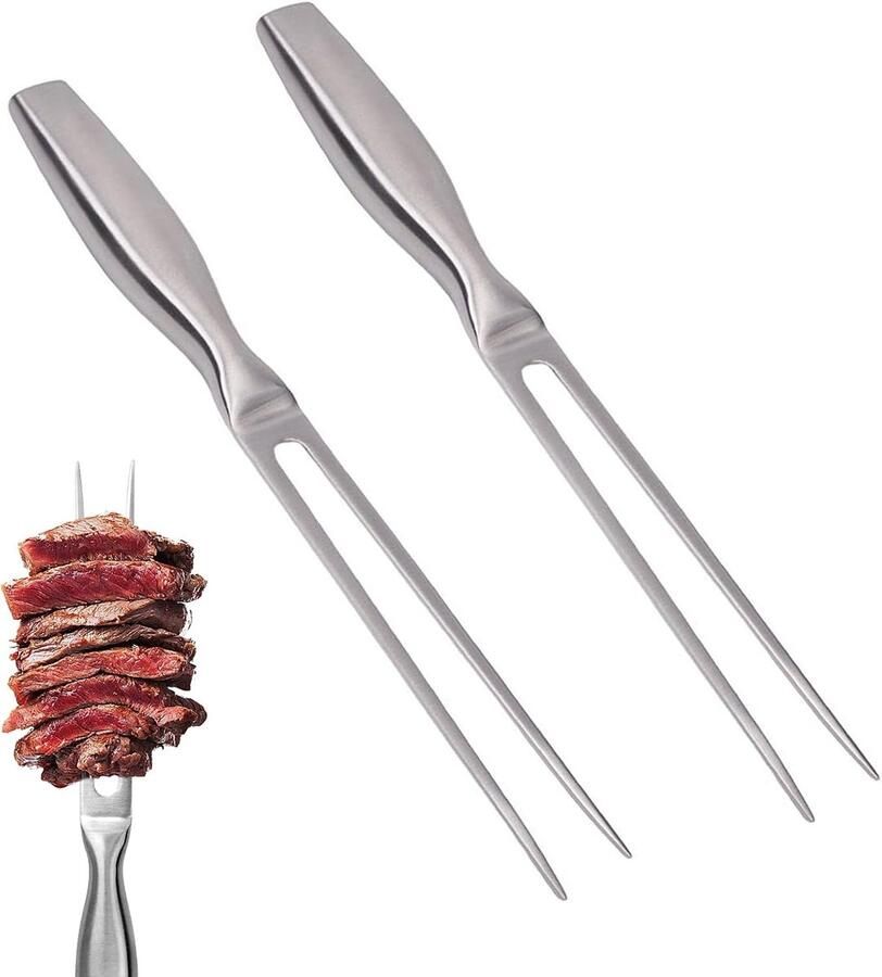 Vleesvorken met ergonomische handgrepen 27 cm lang geschikt voor het grillen van vlees en het snijden van fruit