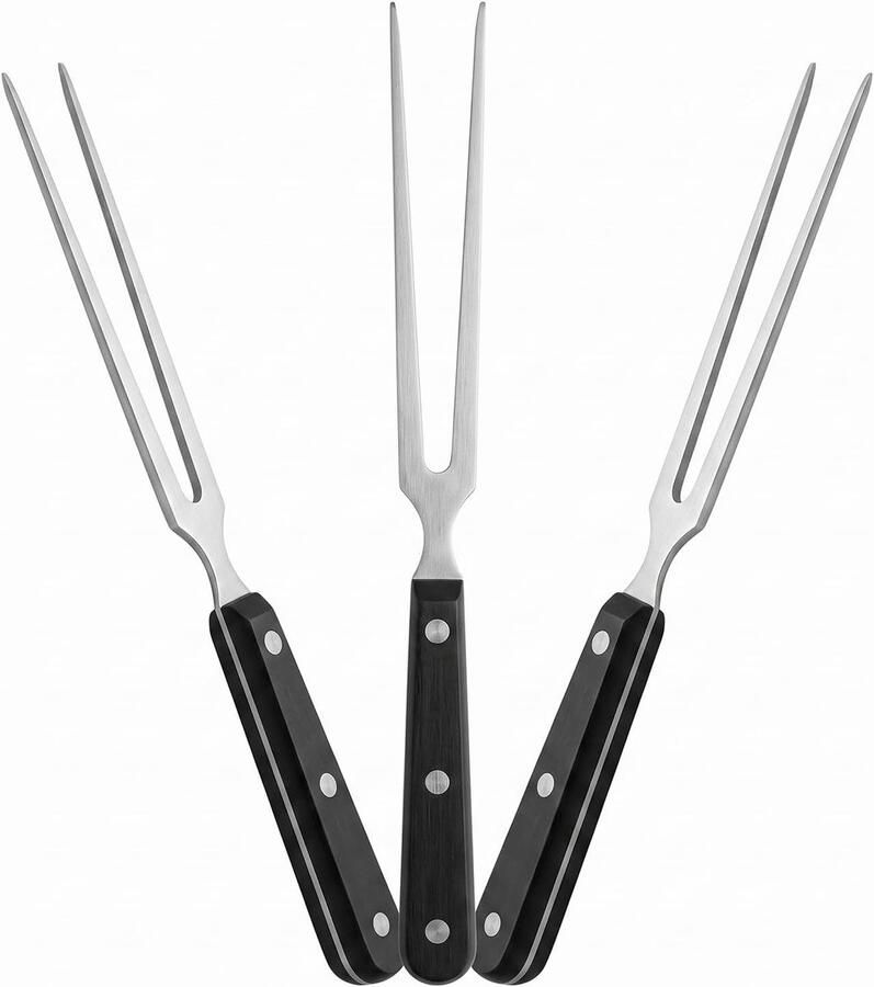 Vleesvorken met handvat 29 cm roestvrij staal vleesvork grillvork server grillvork met kunststof handvat voor barbecue keuken kalkoen braden diner (1)