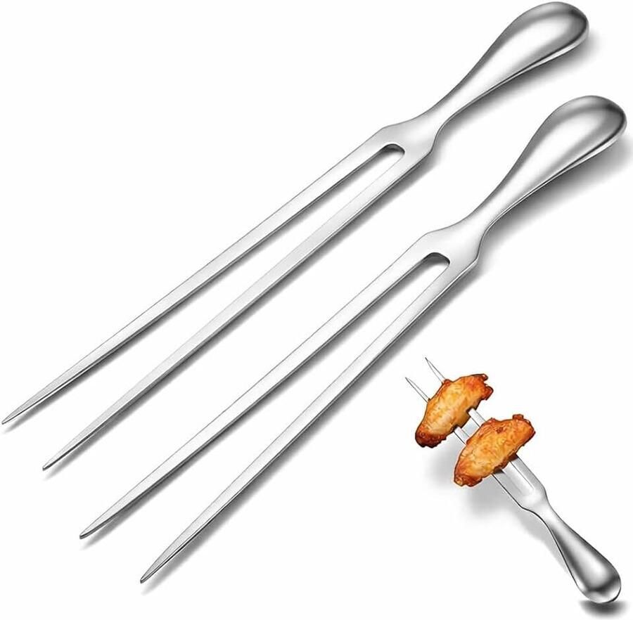 Vleesvorken van roestvrij staal een grote 30 5 cm en een kleine 26 5 cm trancheervork van roestvrij staal voor grillen braden en BBQ robuuste vleesvorken voor varkensvlees kip rundvlees