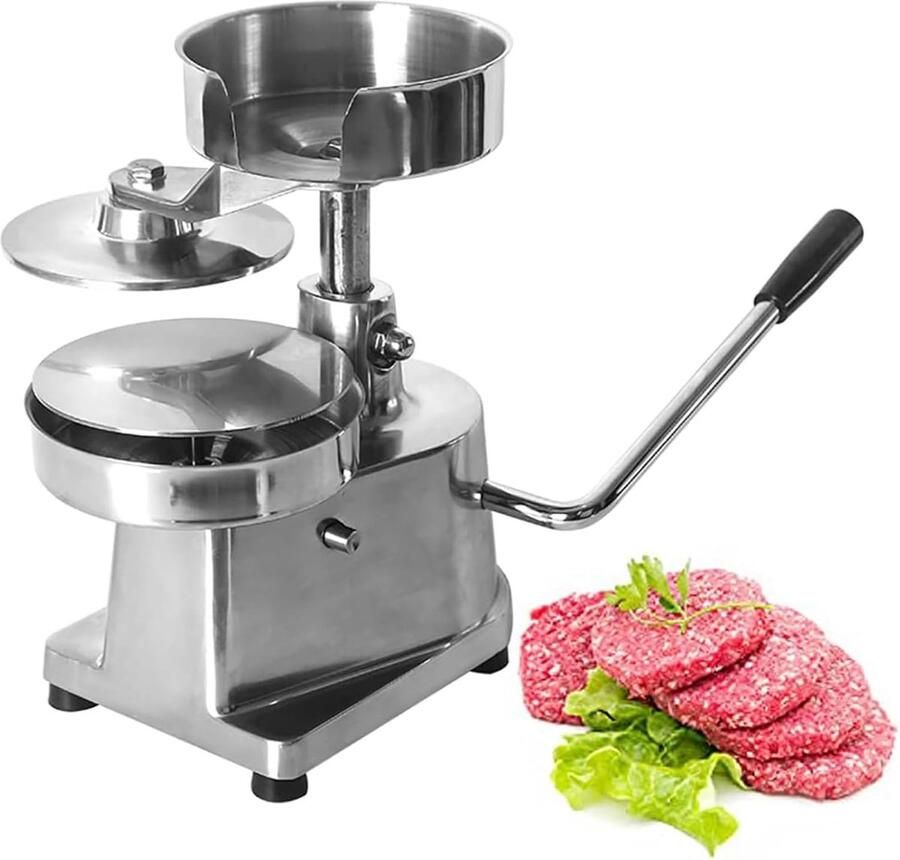 Vleesvormer Burgerpers Gelijkmatige Pasteitjes Verstelbare Diameter 100-150mm Zilver