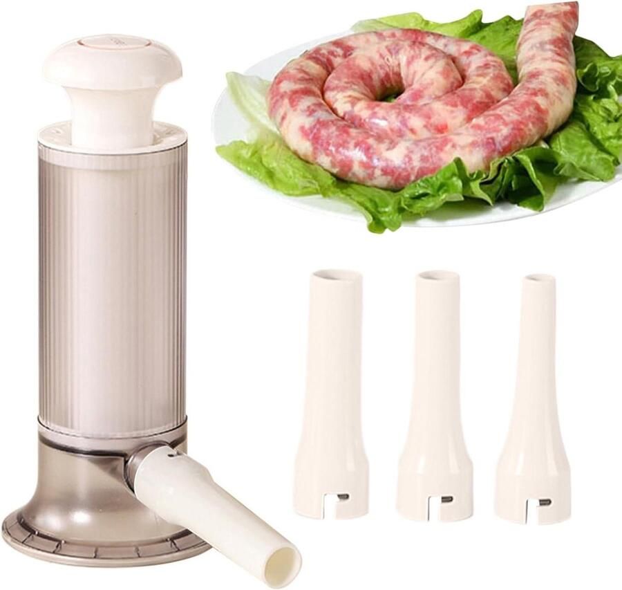 Vleesvulmachine Huishoudelijk Worstmachine Keuken Zelf Worsten Maken Afneembare Onderdelen 24.5 x 11 cm Transparant Grijs