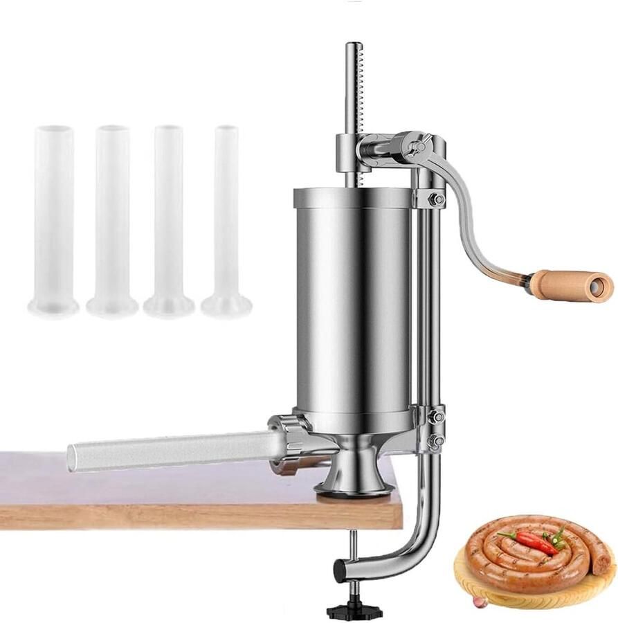 Vleesvulmachine Worstmaker Worst vulmachine Zelf Worst Maken Verticale Vulling 2.5 Pond Capaciteit Zilver