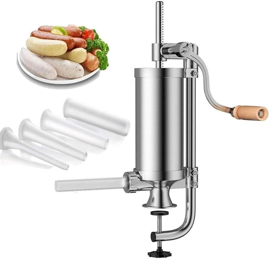 Vleesvulmachine Worstmaker Zelf Worst Maken Verticale Vulling 5 Liter Zilver