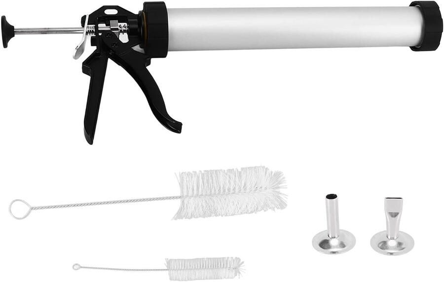 Vleesworstmaker Set Worstmaker Keuken Appetizers Maken Inclusief Mondstukken 38 cm Lengte Zilverkleurig