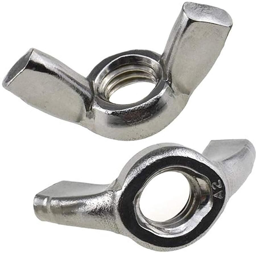 Vleugel Vlindermoer (Set van 5) Verzinkt Hand Twist voor Schroefdraadbouten Bevestigingsmiddelen Op Zwaar Werk Berekend Gecertificeerde Standaard ISO965 DIN315 M8 Wingnuts (19mm x 38mm)