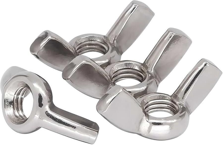 Vleugelmoer M6 20 stuks. Hoogwaardige vlindermoer van roestvrij staal handvastzittende vleugelmoer voor hardware doe-het-zelf gereedschap corrosiebestendig en herbruikbaar