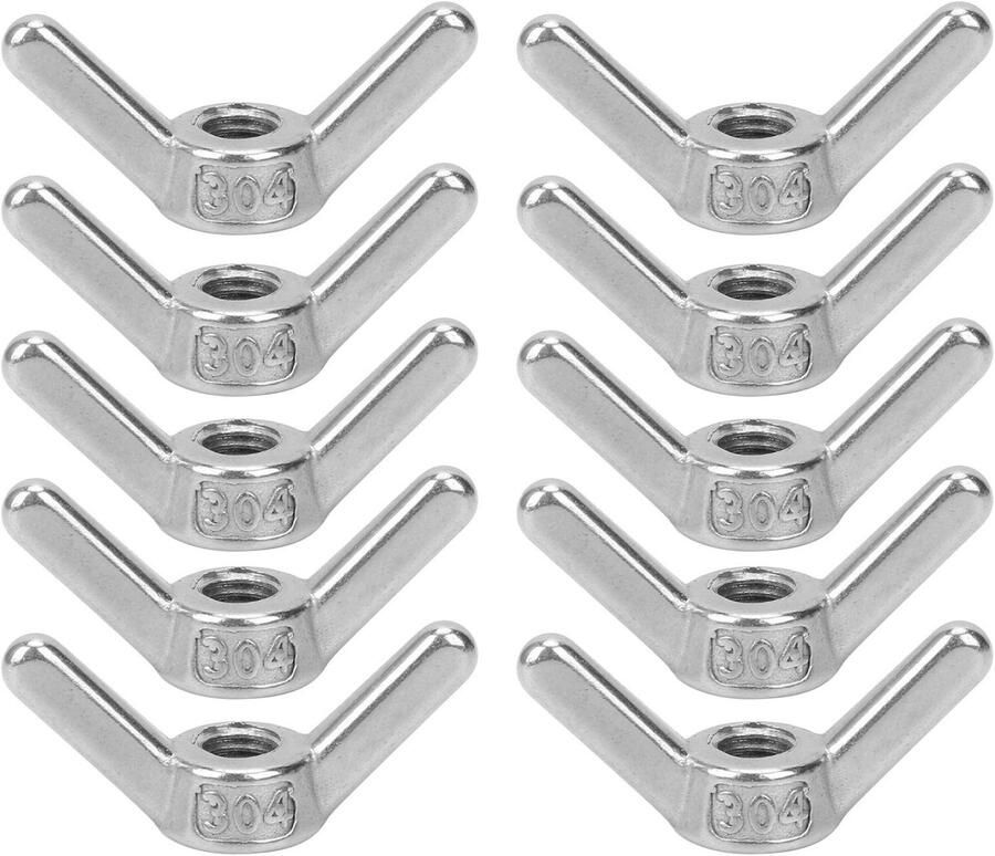 Vleugelmoeren 10 stuks Roestvrij Stalen Moeren Bevestigingsaccessoire Draad Binnendiameter 8 mm Schroefafstand 1 25 mm Duurzaam en Corrosiebestendig