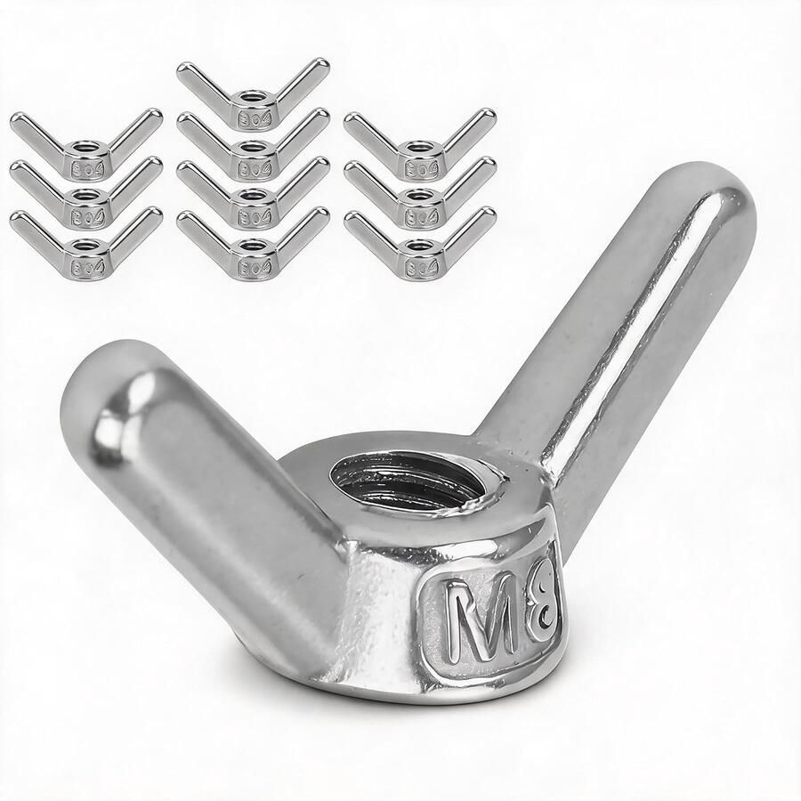 Vleugelmoeren 10 stuks roestvrijstalen vleugelmoeren assortiment kit armatuurbevestiging accessoire hardware fittingen voor doe-het-zelfgereedschap draad binnen 8mm schroefafstand 1 25 mm