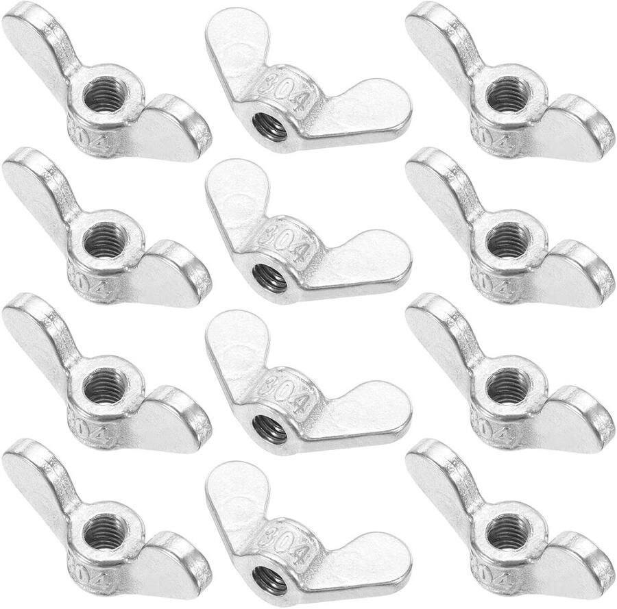 Vleugelmoeren 12 stuks 304 roestvrij stalen vlindermoer twist bevestigingsonderdelen gladde afwerking vleugelmoeren voor reparatie techniek 12 stuks