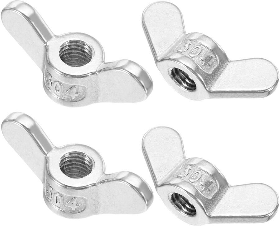 Vleugelmoeren 4 stuks 304 roestvrij stalen vlindermoer twist bevestigingsonderdelen gladde afwerking vleugelmoeren voor reparatie fabricage techniek