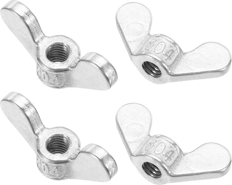 Vleugelmoeren 4 stuks 304 roestvrij stalen vlindermoeren twist bevestigingsonderdelen gladde afwerking vleugelmoeren voor reparatie fabricage en engineering