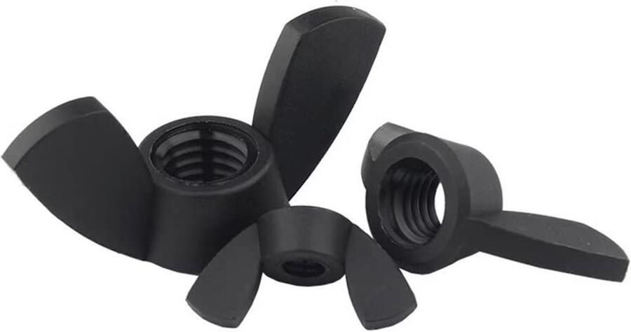 Vleugelmoeren duimmoeren zwart M6 (10 stuks)