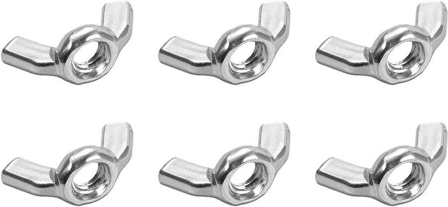 Vleugelmoeren M10 koolstofstaal handgedraaide vlinder oormoer M6 (6 Pcs)