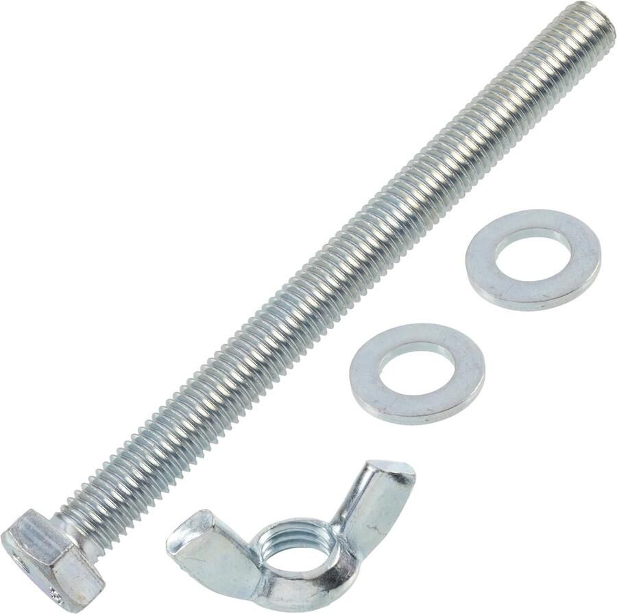 Vleugelmoeren M12 + 10 platte ringen + 5 zeskantbouten M12x140 mm van staal