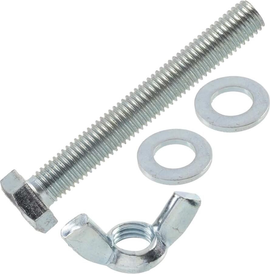 Vleugelmoeren M12 + 10 platte ringen + 5 zeskantbouten M12x90 mm van staal
