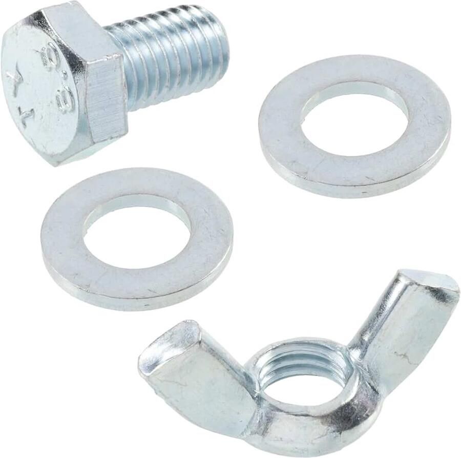 Vleugelmoeren M12 + 20 platte ringen + 10 zeskantbouten M12x20 mm van staal