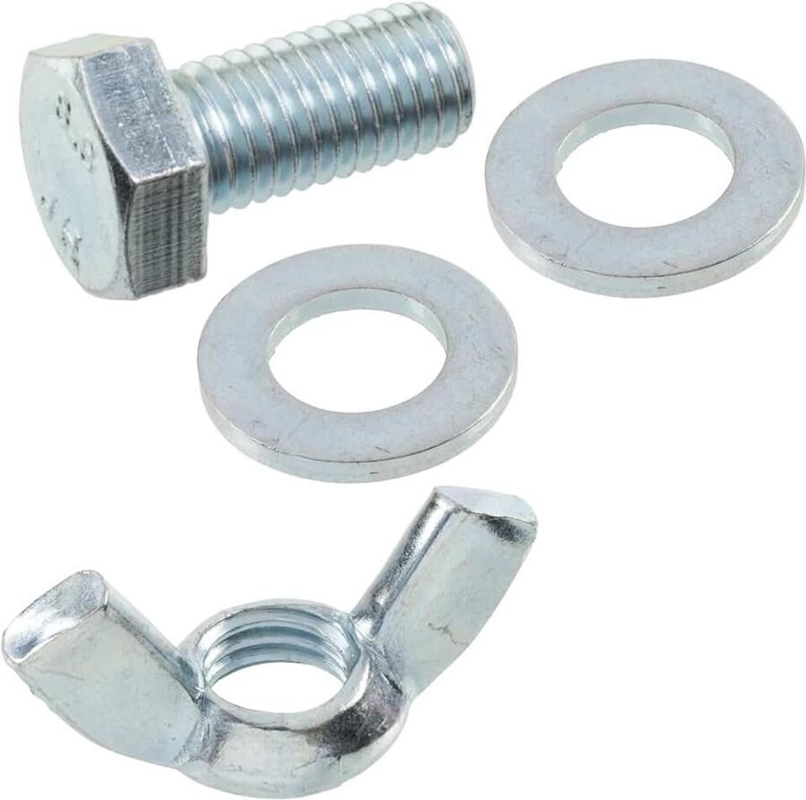 Vleugelmoeren M12 + 20 platte ringen + 10 zeskantbouten M12x25 mm van staal
