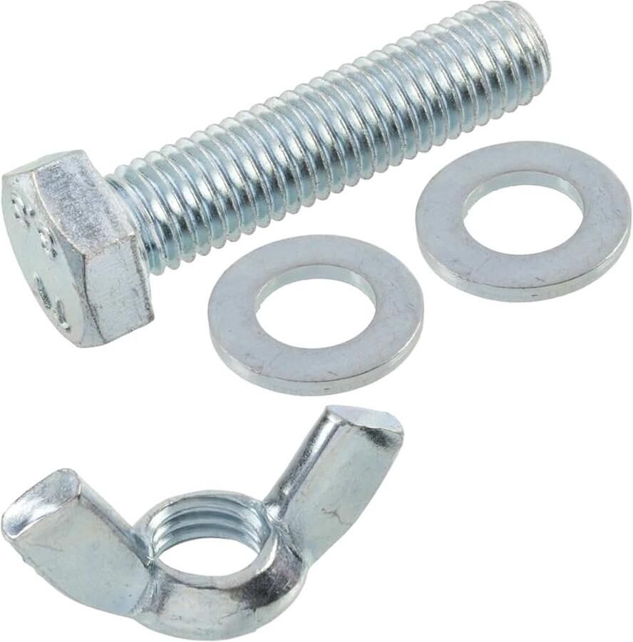Vleugelmoeren M12 + 20 platte ringen + 10 zeskantbouten M12x50 mm van staal