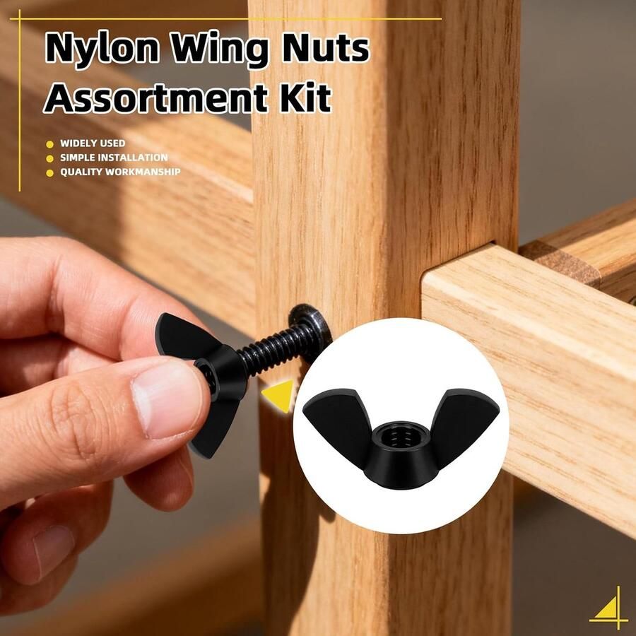 Vleugelmoeren M3 M4 M5 M6 M8 M10 M12 zwarte nylon vleugelmoeren bevestigingselementen met de hand vast te draaien