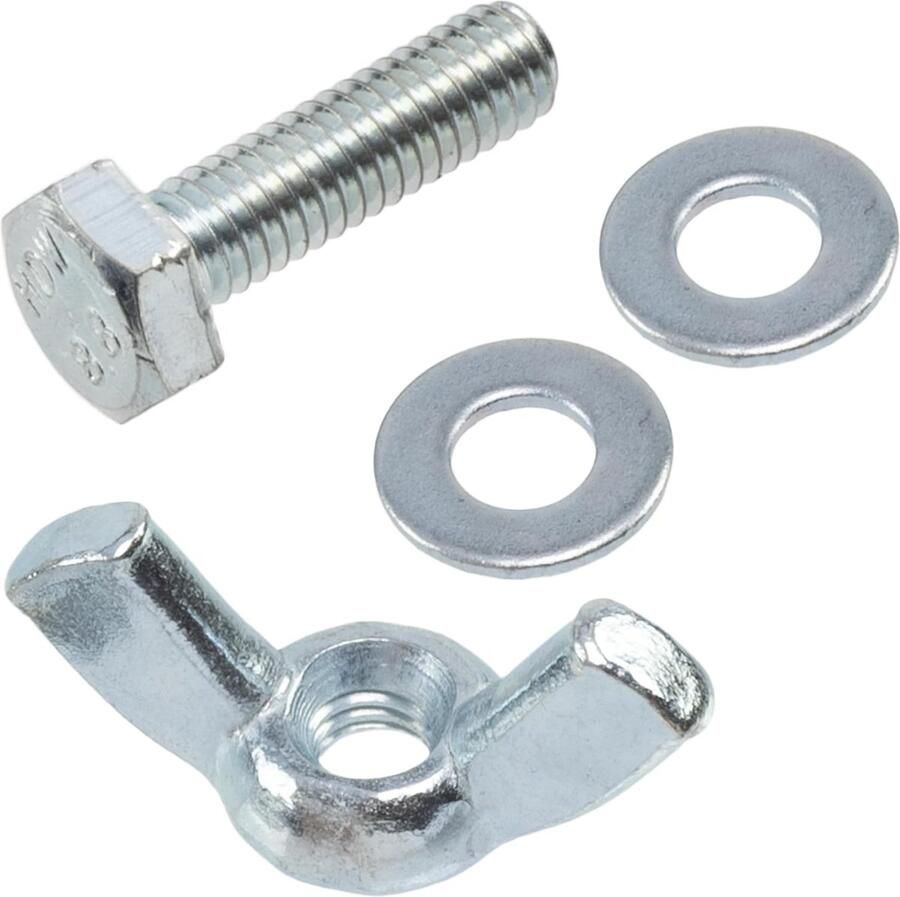 Vleugelmoeren M4 + 50 platte ringen + 25 zeskantbouten M4x14 mm van staal