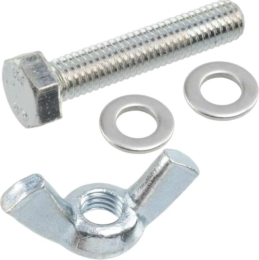 Vleugelmoeren M5 + 50 platte ringen + 25 zeskantbouten M5x25 mm van staal