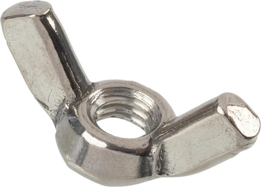 Vleugelmoeren M6x1 mm voor snel montage zonder gereedschap op draadstangen mechanische assemblages en doe het zelf van staal in zilverkleur