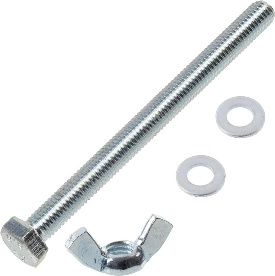 Vleugelmoeren M8 + 20 platte ringen + 10 zeskantbouten M8x95 mm van staal