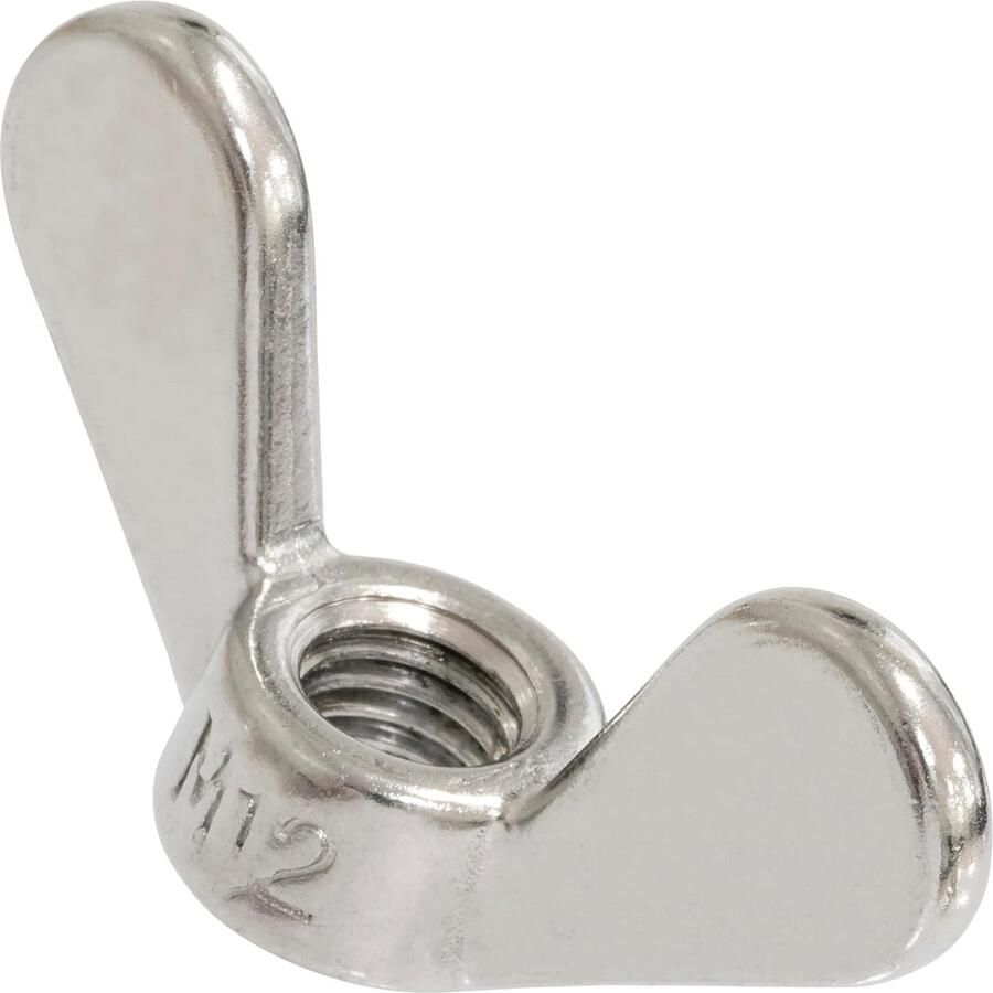 Vleugelmoeren met afgeronde vleugels M12 roestvrij A2 voor snelle montage op draadeinden geschikt voor mechanische assemblage en doe het zelf van staal kleur zilver