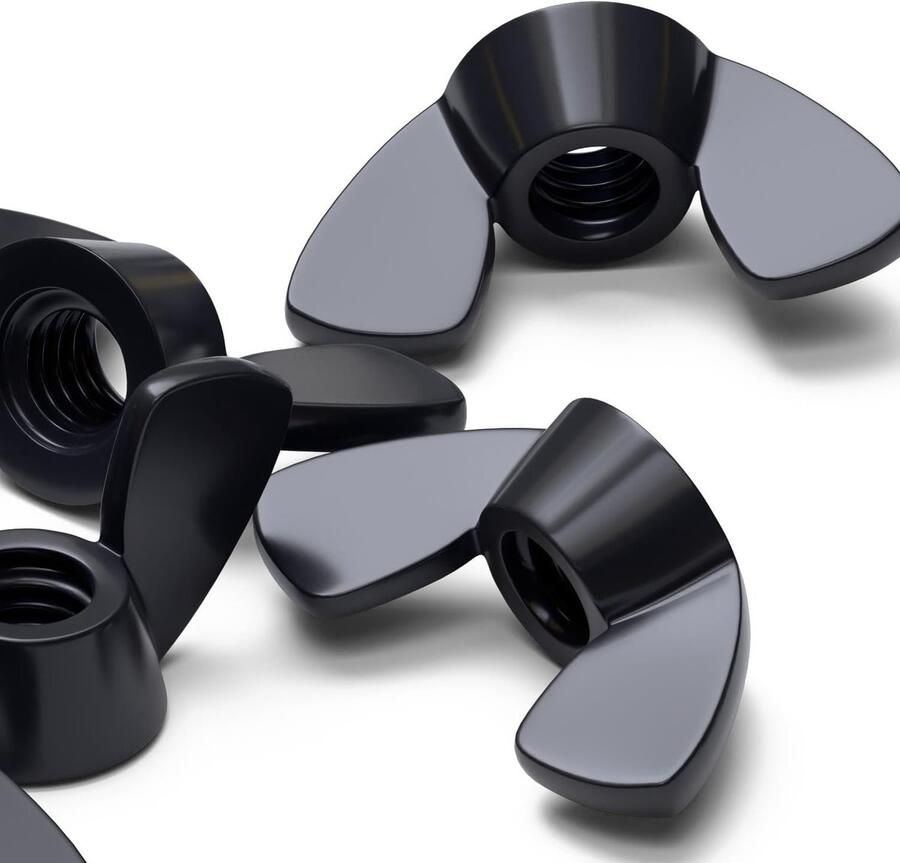 Vleugelmoeren Zwart Nylon PA66 M6