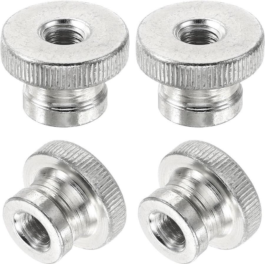 Vlindermoeren gegroefd 4 stuks M8-moeren van koolstofstaal met doorgangsgat voor 3D-printeronderdelen zilver