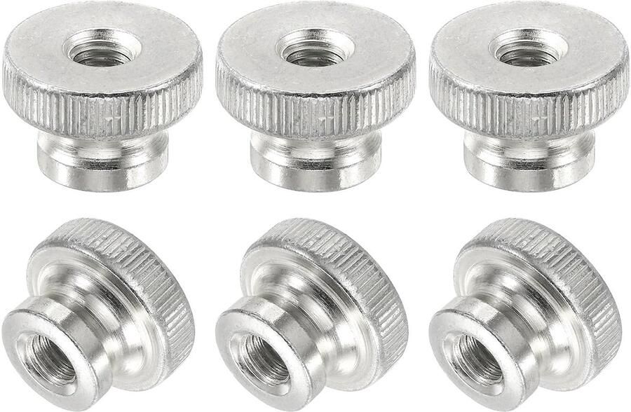 Vlindermoeren gegroefd 6 stuks M10 koolstofstalen moeren met doorgangsgat voor 3D-printeronderdelen zilver