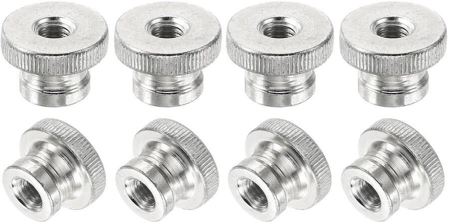 Vlindermoeren geribbeld 12 stuks M8-moeren van koolstofstaal met doorgangsgat voor 3D-printeronderdelen zilver