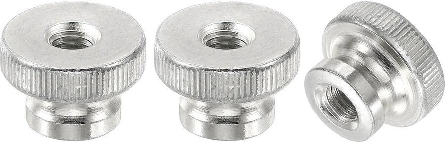 Vlindermoeren geribbeld 3 stuks M10-moeren van koolstofstaal met doorgangsgat voor 3D-printeronderdelen zilver