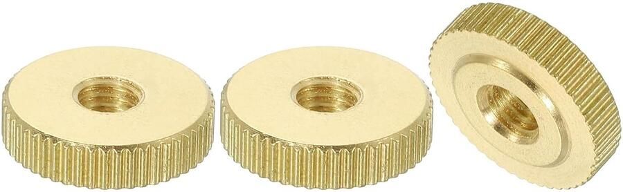 Vlindermoeren geribbeld 3 stuks M5 x D16 mm x H4 mm gat doorgaand gat platte kop messing met kraag platte kop gat lus bevestigingselementen ronde knoppen voor 3D-printeronderdelen