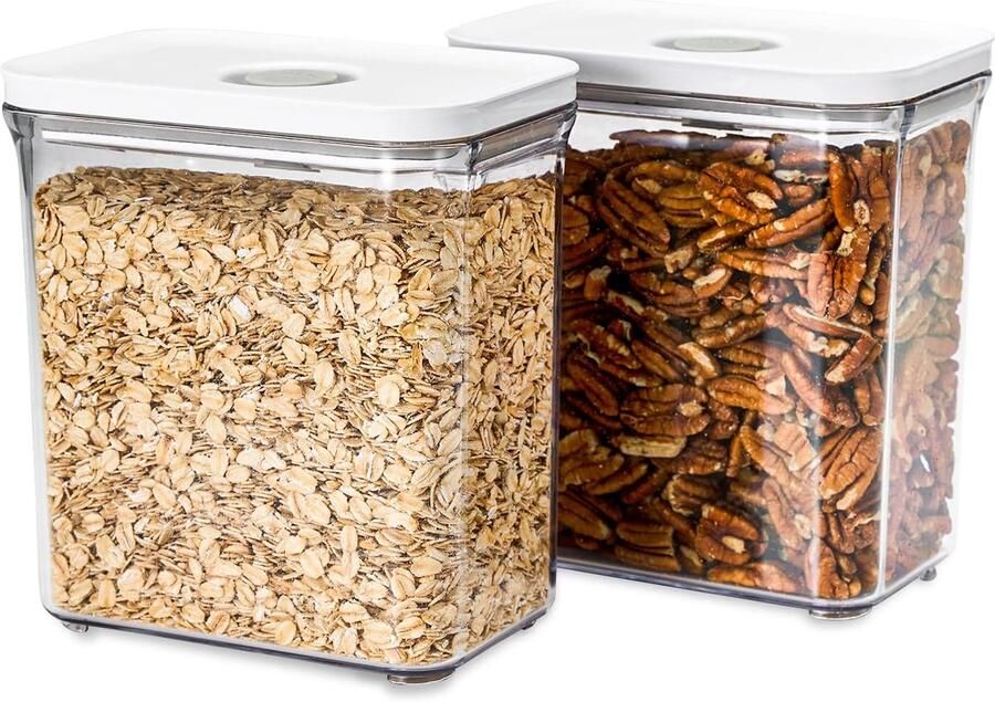 Voedsel Bewaarcontainers Set Luchtdichte Opslag Verse Voeding Houden Eén Klik Afdichting 2 Liter Inhoud Transparant