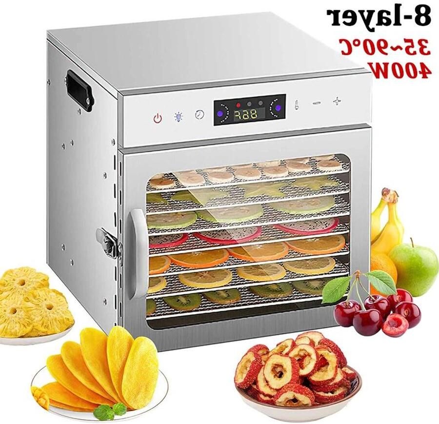 Premium Voedsel Dehydrator Rvs Machine Huishoudelijke groenten Fruit Vriesdroger Timer LED intelligentie 8 Trays Geschikt voor Rvs Groente Fruit 400 W Keukenapparaat Voor Thuisgebruik Met Timer LED Display