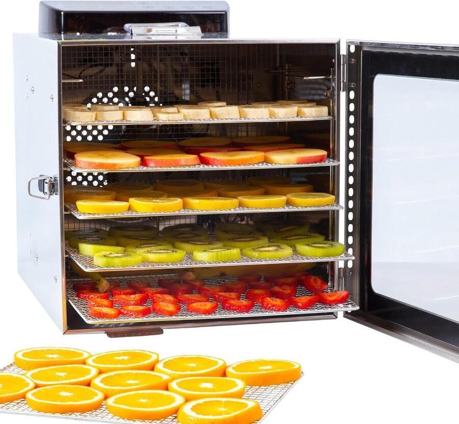 Voedseldroger Drogermachine Gezonde Snacks Maken Volledig RVS 6 Lades Zilver