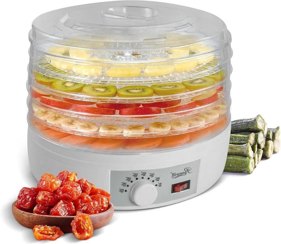 Voedsel Droger Fruit Dryer Voedsel Preserveren BPA-vrij Materiaal 5 Lades Wit