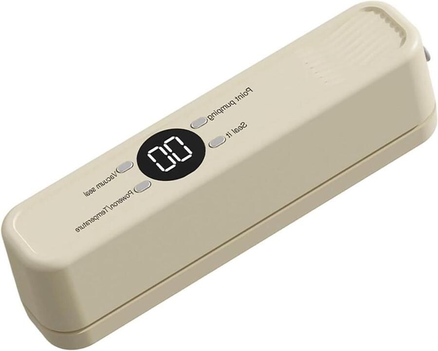 Voedsel Sealer Apparaat Vacumeermachine Voedsel Vers Houden Stil & Compact 19 x 4 cm Beige Groen